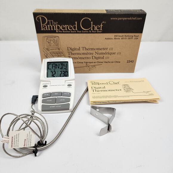 The Pampered Chef Digital Thermometer #2243 Candy Meat Fry Cooking BBQ Tested - Picture 1 of 7